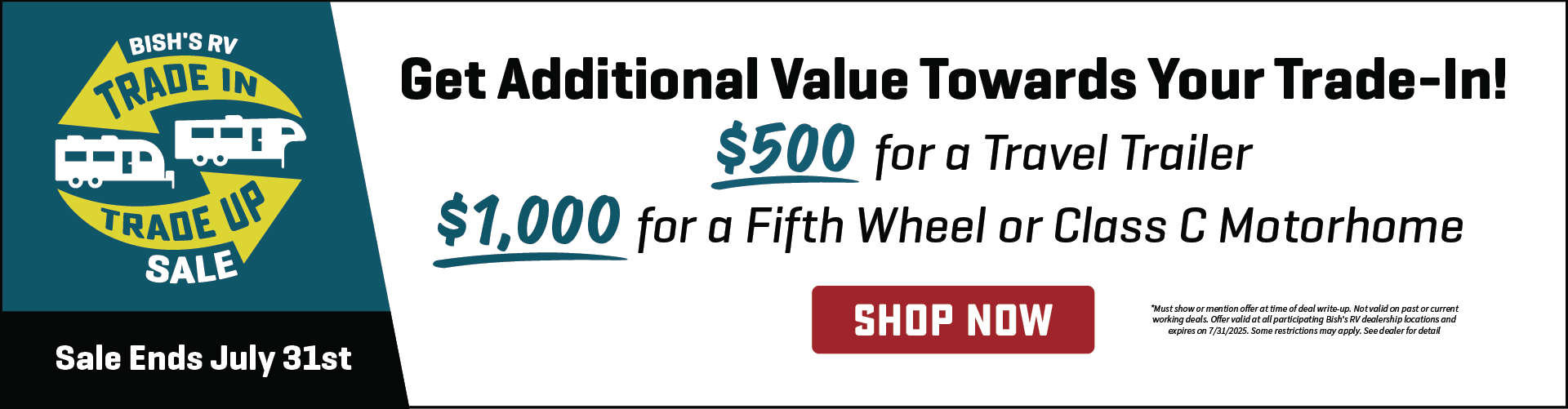 Get up to $1,000 in additional trade-in value! See dealer for details - offer ends July 31st